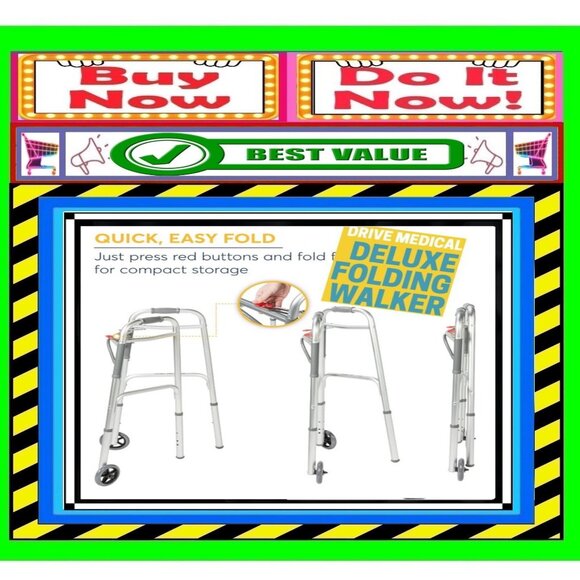 📢 DRIVE MEDICAL Preserve Tech ➕🆒 WALKER Deluxe FOLDING WALKER 💸BUY NOW‼️🟢 - Picture 1 of 16